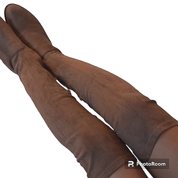 Over-the-knee boots Closed Toe Knee High Comfy no heel Stretch Suede Ele… - Picture 5 of 17